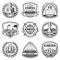 Free vector vintage monochrome chess game labels set