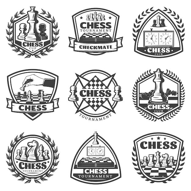 Vintage Monochrome Chess Game Labels Set