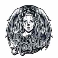 Free vector vintage monochrome chicano tattoo template