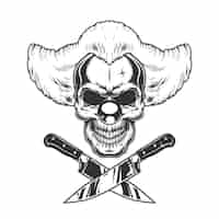 Free vector vintage monochrome creepy clown skull