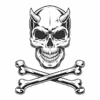 Free vector vintage monochrome demon skull