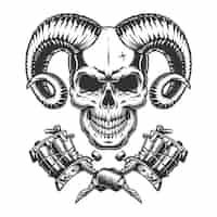 Free vector vintage monochrome demon skull