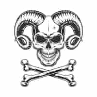 Free vector vintage monochrome devil skull