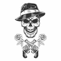 Free vector vintage monochrome gangster skull