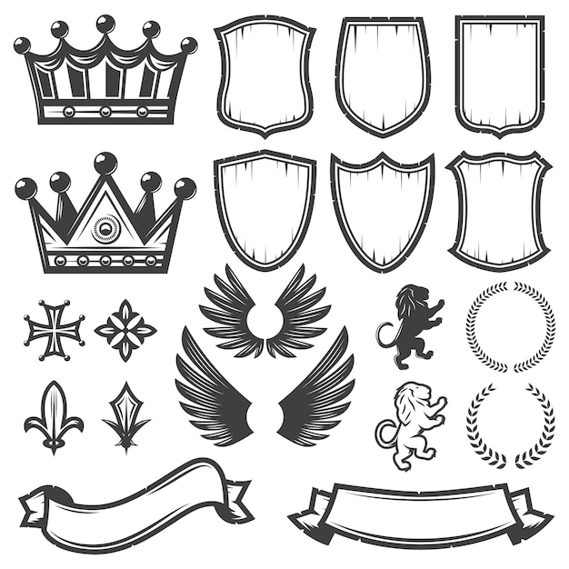 Vintage Monochrome Heraldic Elements Collection