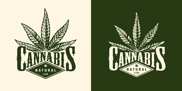 Vintage monochrome marijuana emblem