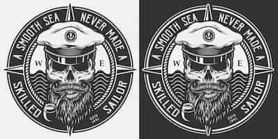 Free vector vintage monochrome marine logo