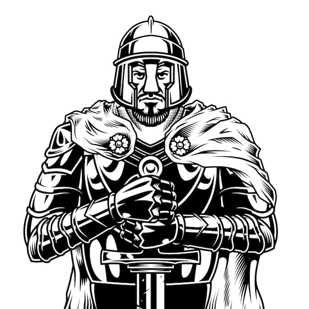 ビンテージモノクロ中世戦士