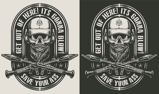 Free vector vintage monochrome military badges