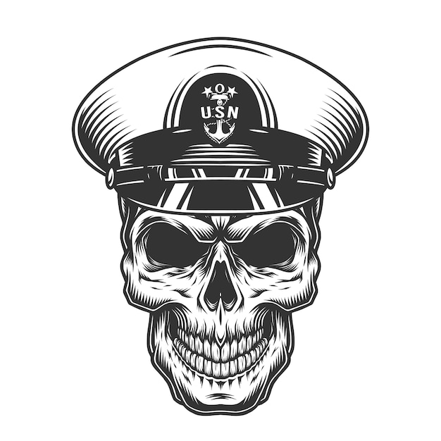 Vintage monochrome military skull