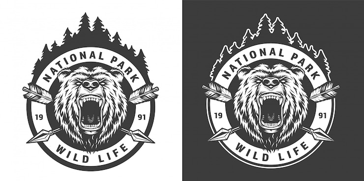 Free Vector vintage monochrome national park round emblem