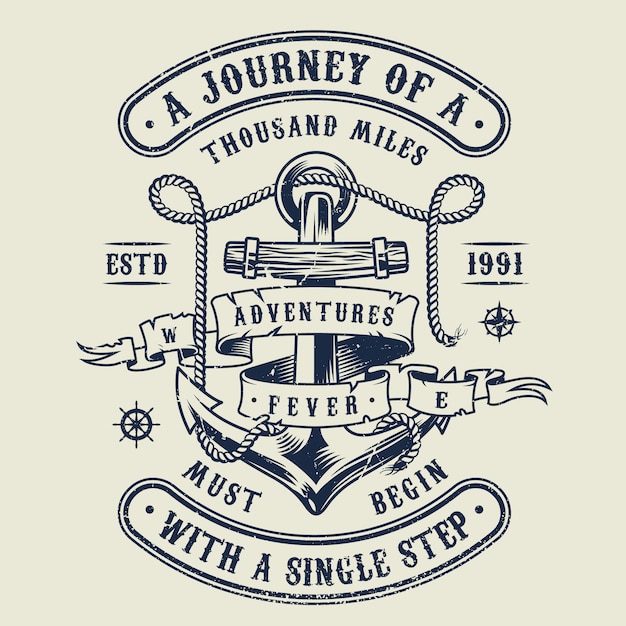 Vintage monochrome nautical emblem