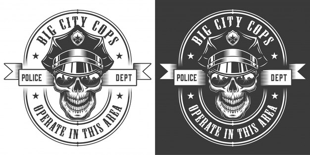 Vintage monochrome police officer logo