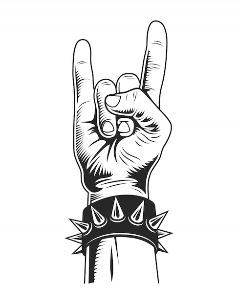 Free vector vintage monochrome rock gesture concept