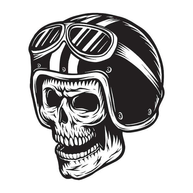 Vintage monochrome skull rider concept