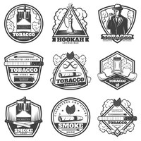 Set di etichette per fumatori monocromatiche vintage