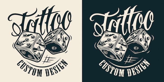 Vintage monochrome tattoo salon logotype