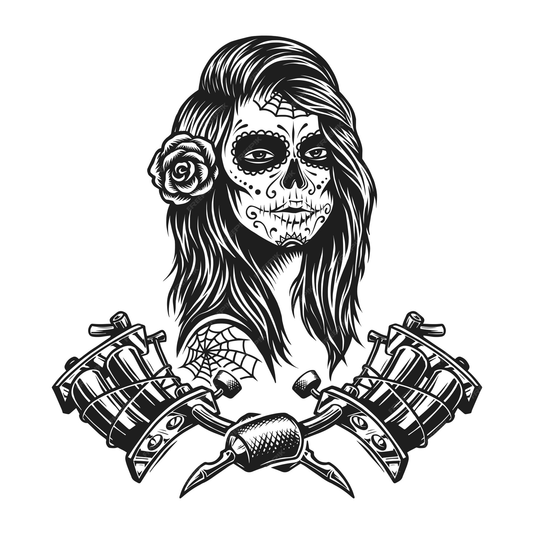 Free Vector | Vintage monochrome tattoo template