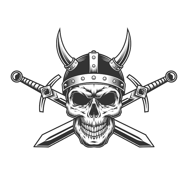 Free vector vintage monochrome viking skull