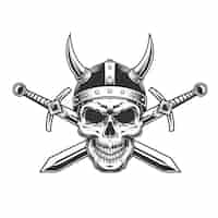 Free vector vintage monochrome viking skull