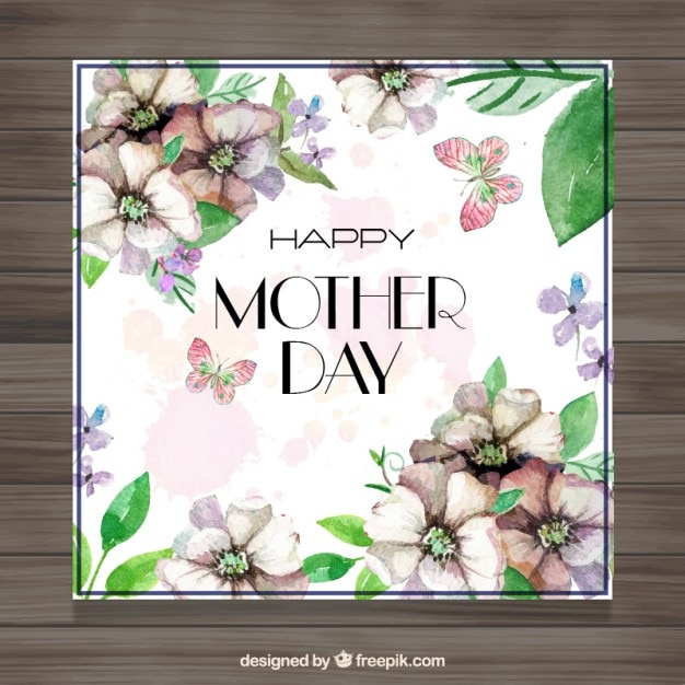 Vintage mother's day card with flowers details