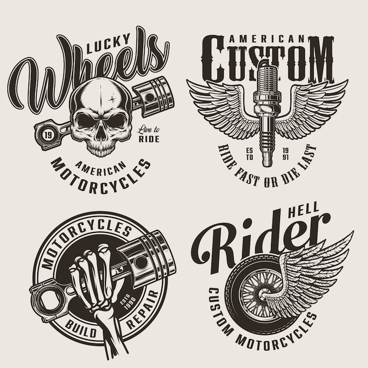 Free Vector vintage motorcycle repair service emblems