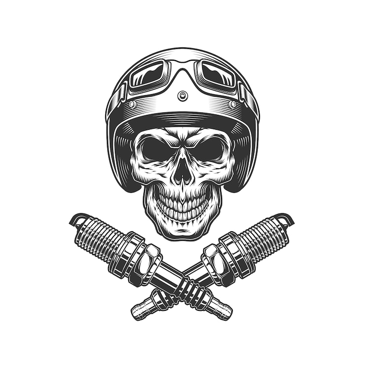 Free Vector vintage motorcycle rider skull