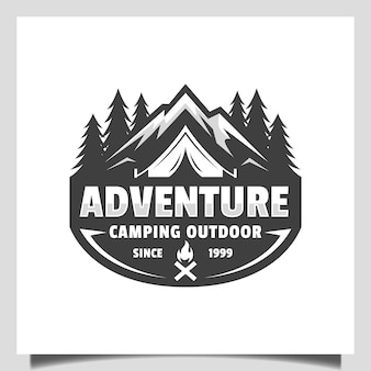 Vintage mountain adventure club logos and camping resort outdoor retro vector emblem logo design