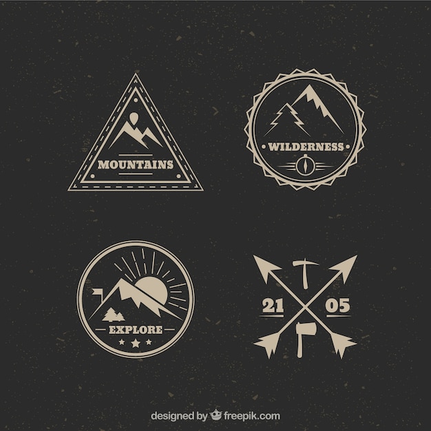 Vintage mountain climbing logos Free Vector