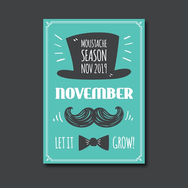 Free vector vintage movember awareness poster template