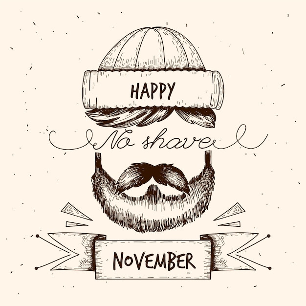 Vettore gratuito movember vintage nessun mese di rasatura