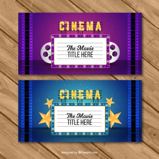 Free vector vintage movie banners