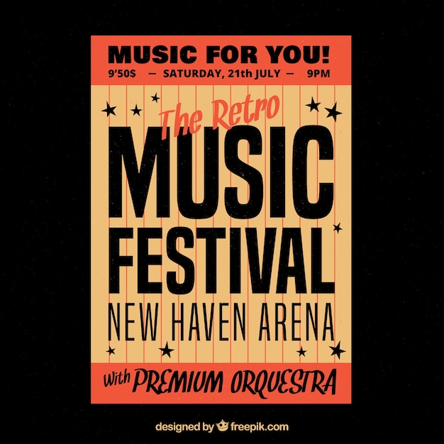 Free vector vintage music festival poster