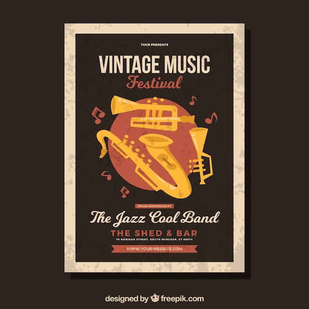 Free vector vintage music festival poster