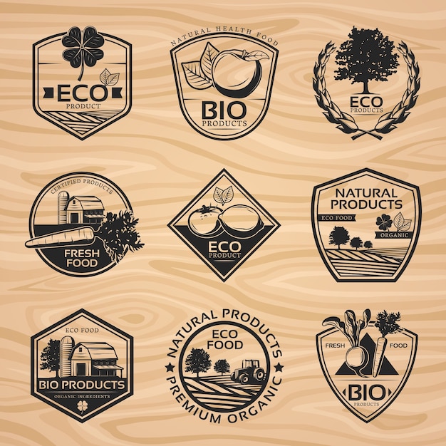 Free vector vintage natural labels collection