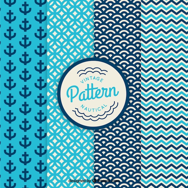 Vintage nautical and abstract patterns set