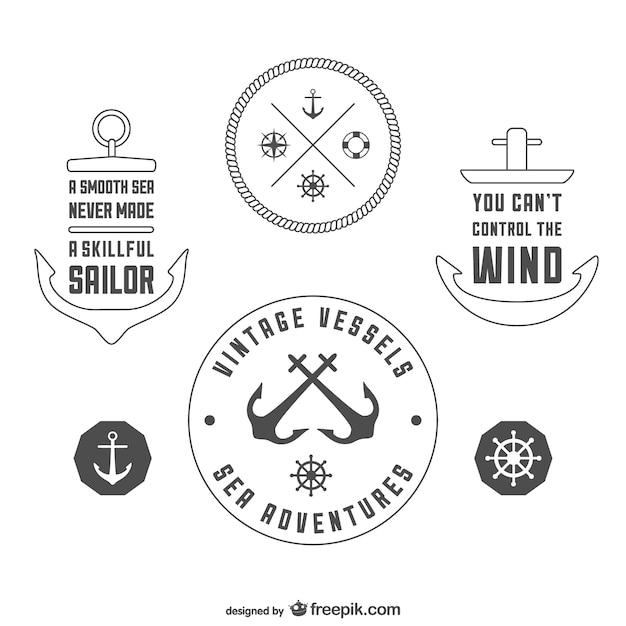 Free vector vintage nautical badges template