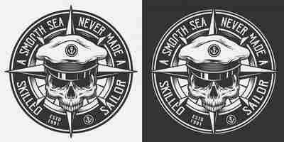 Free vector vintage nautical monochrome emblem