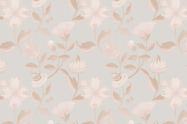 Vintage neutral floral pattern background, remix from public domain artwork
