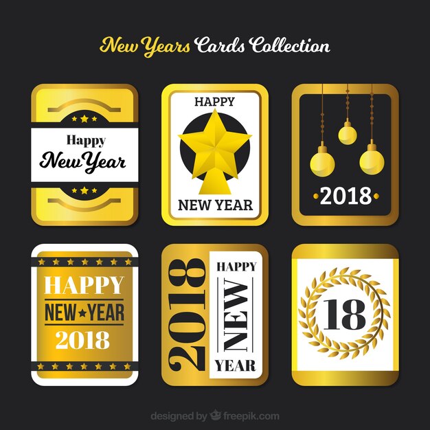 Новогодние открытки 2018 года в серебре и золоте