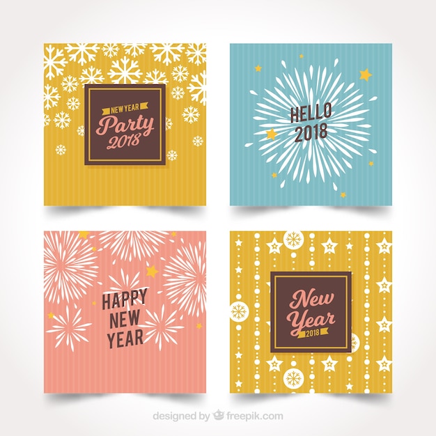 Free vector vintage new year 2018 cards