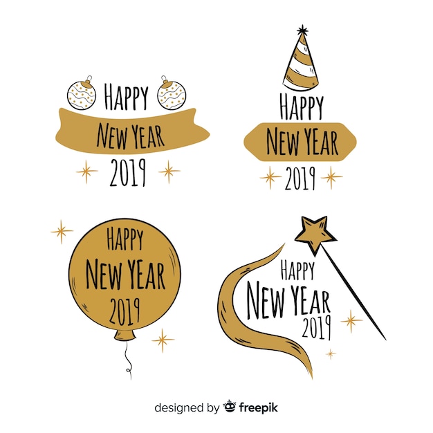 Free vector vintage new year 2019 labels set