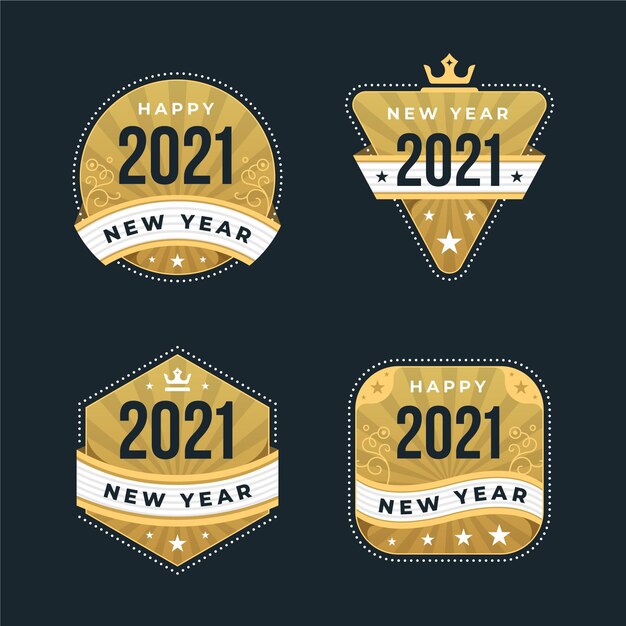 Free vector vintage new year 2021 badge collection