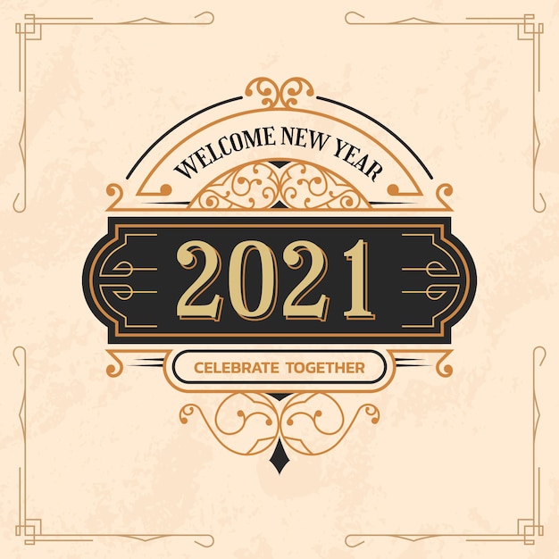 Free vector vintage new year 2021