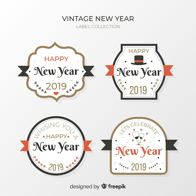 Vettore gratuito collezione di etichette vintage di capodanno