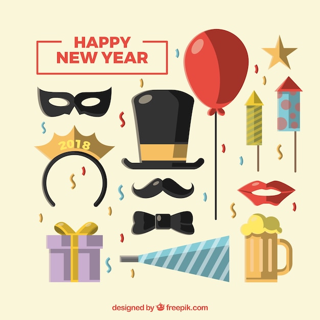 Free vector vintage new year party element collection