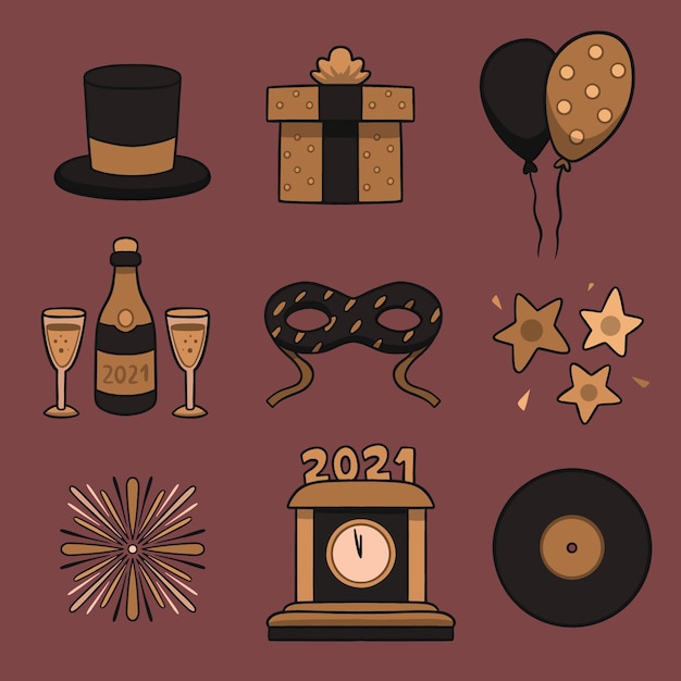 Vintage new year party element collection