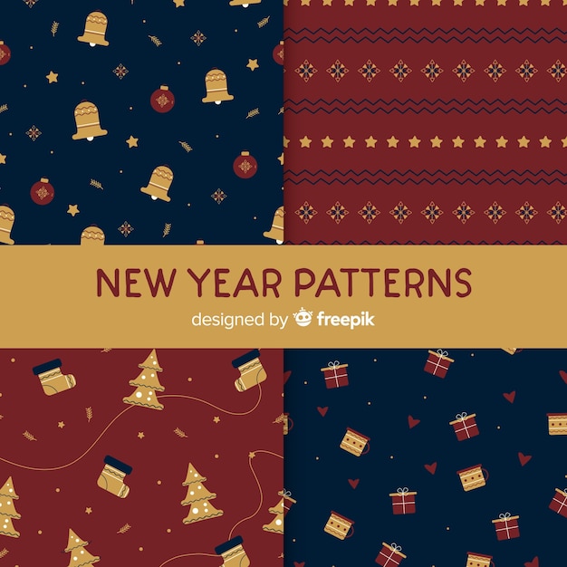 Vintage new year pattern collection