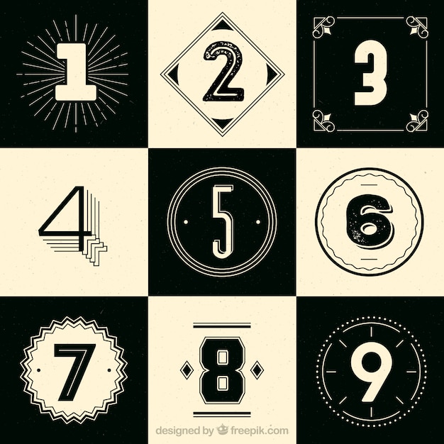 Free vector vintage number collection