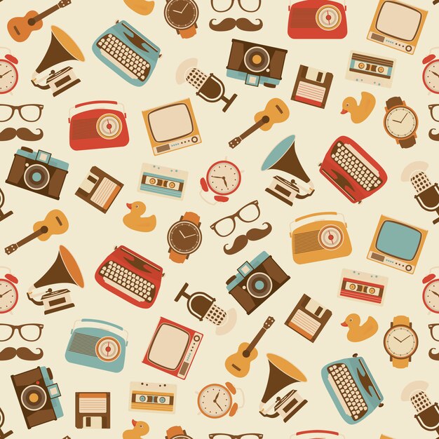 Vintage objects pattern design